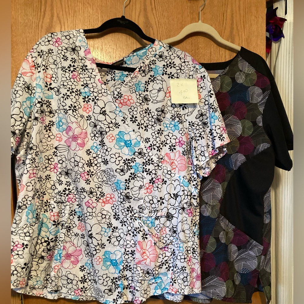 2X scrub tops
